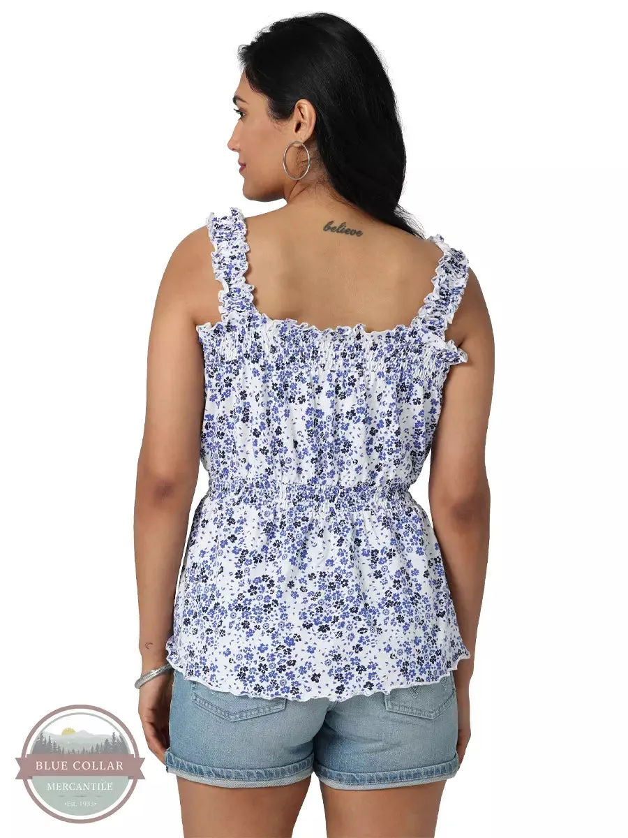 112329876 Retro Smocked Square Neck Knit Tank Top