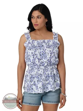 112329876 Retro Smocked Square Neck Knit Tank Top