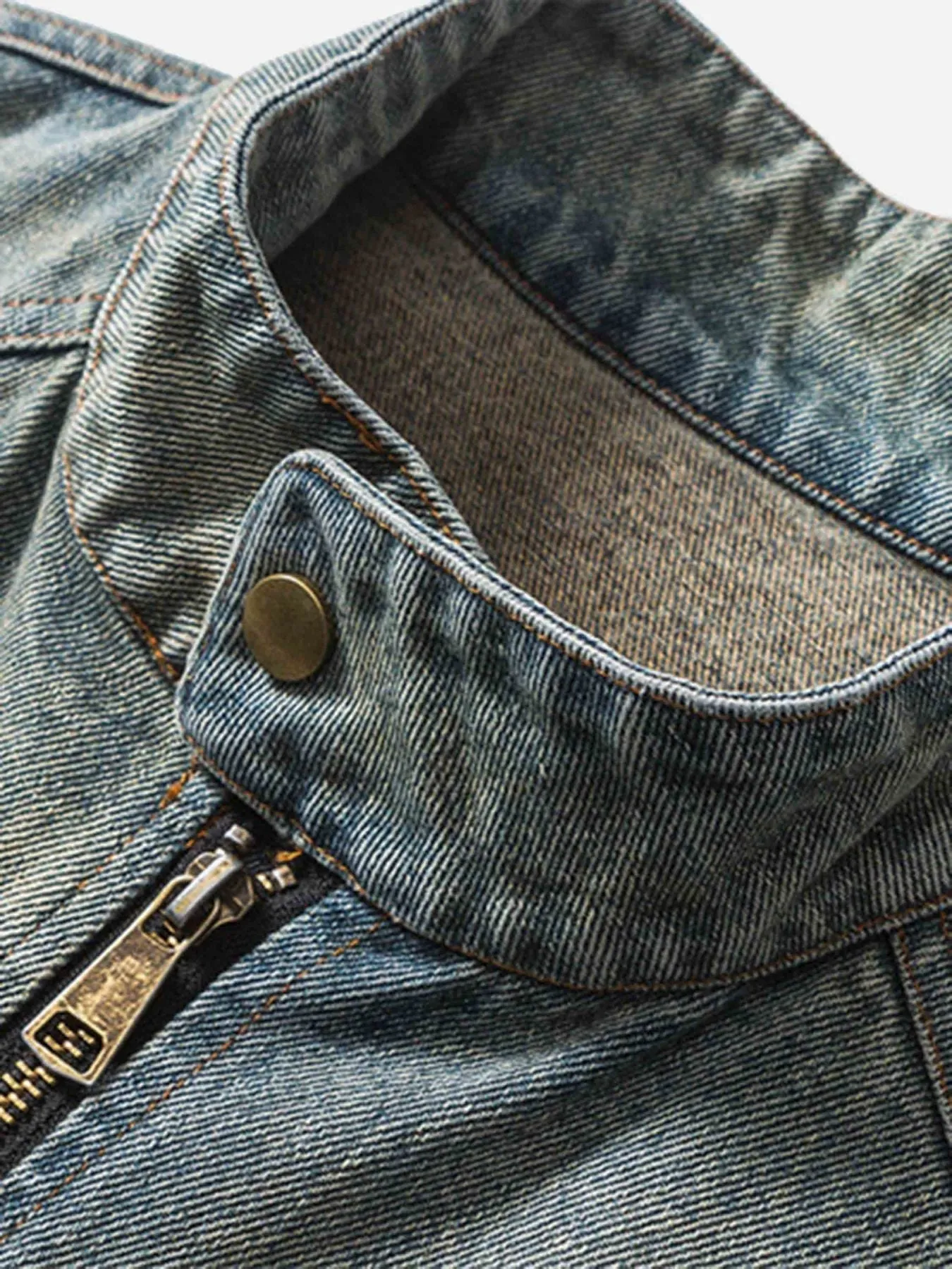 1984 Hip-hop Badge Embroidered Do-over Denim Jacket - 1911
