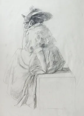 19th Century Woman In Bonnet Drawing