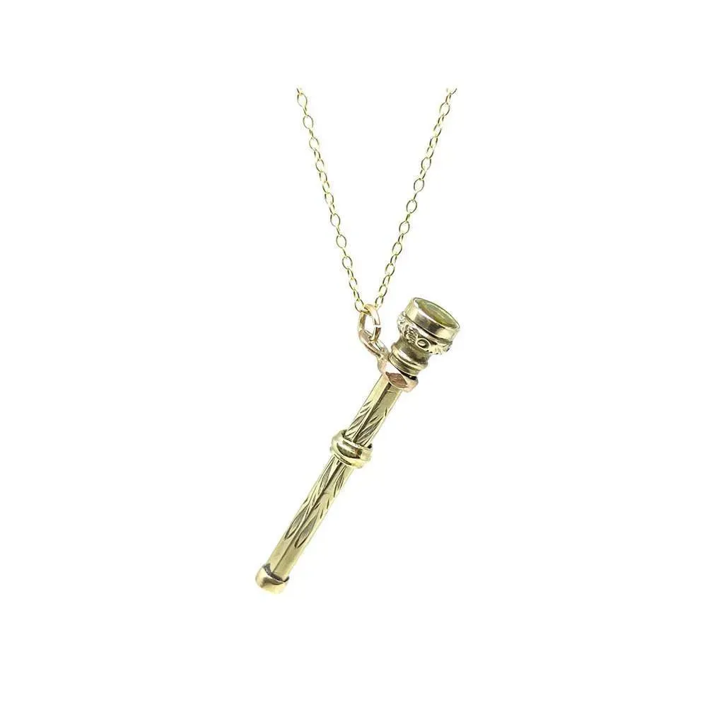 Antique Victorian Silver Gilt Pencil Charm 9ct Gold Necklace