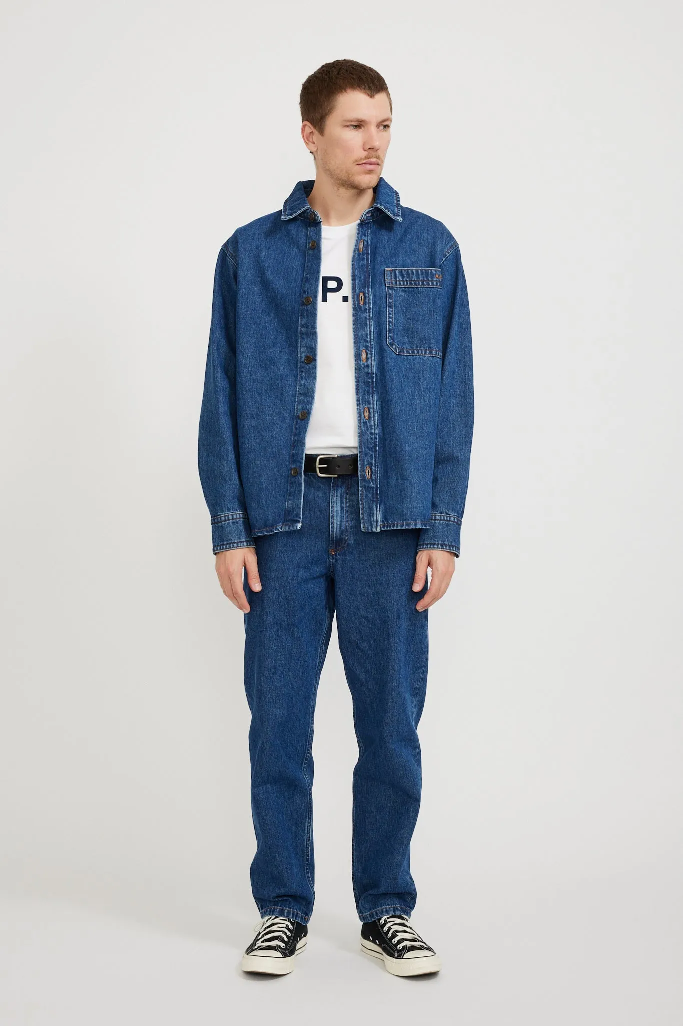 Basile Embroidered Overshirt Washed Indigo