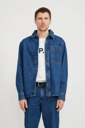 Basile Embroidered Overshirt Washed Indigo