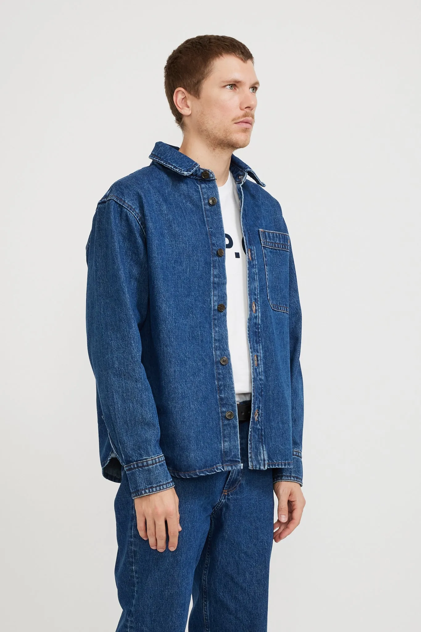 Basile Embroidered Overshirt Washed Indigo