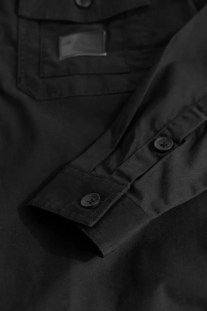 Black Double Pocket Slim Fit Shirt