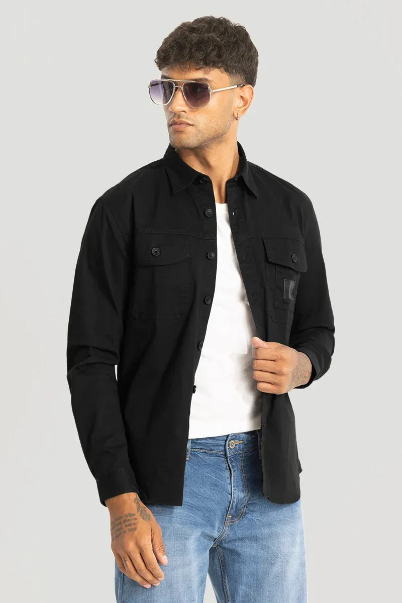 Black Double Pocket Slim Fit Shirt