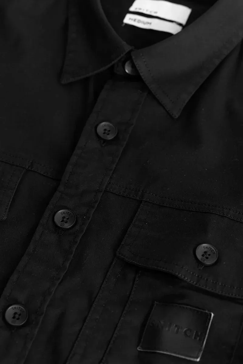 Black Double Pocket Slim Fit Shirt