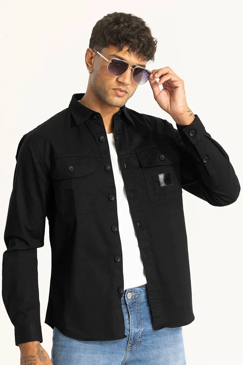 Black Double Pocket Slim Fit Shirt