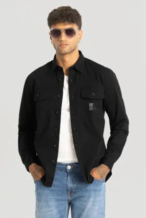 Black Double Pocket Slim Fit Shirt