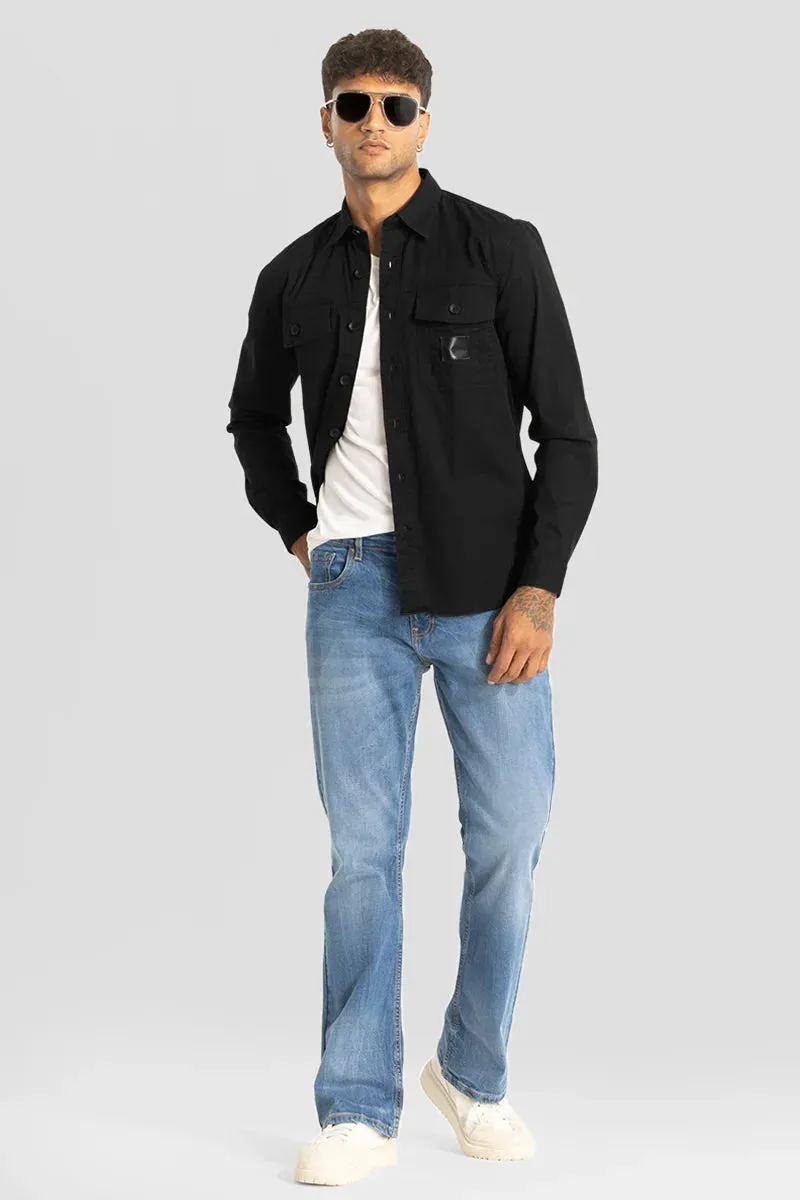 Black Double Pocket Slim Fit Shirt