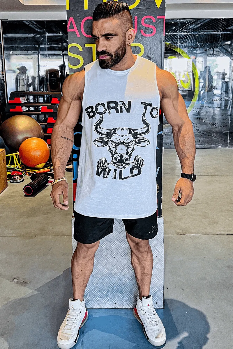 Born To Wild Bull Tank (White)