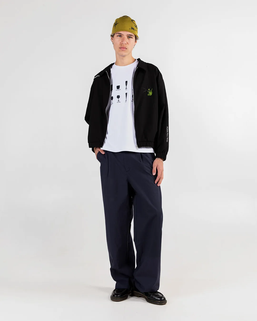 Navy Candice Canvas Pleated Pants