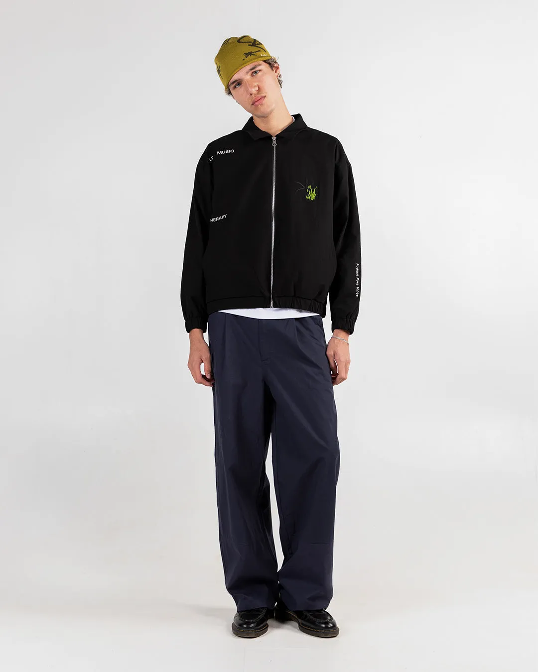 Navy Candice Canvas Pleated Pants