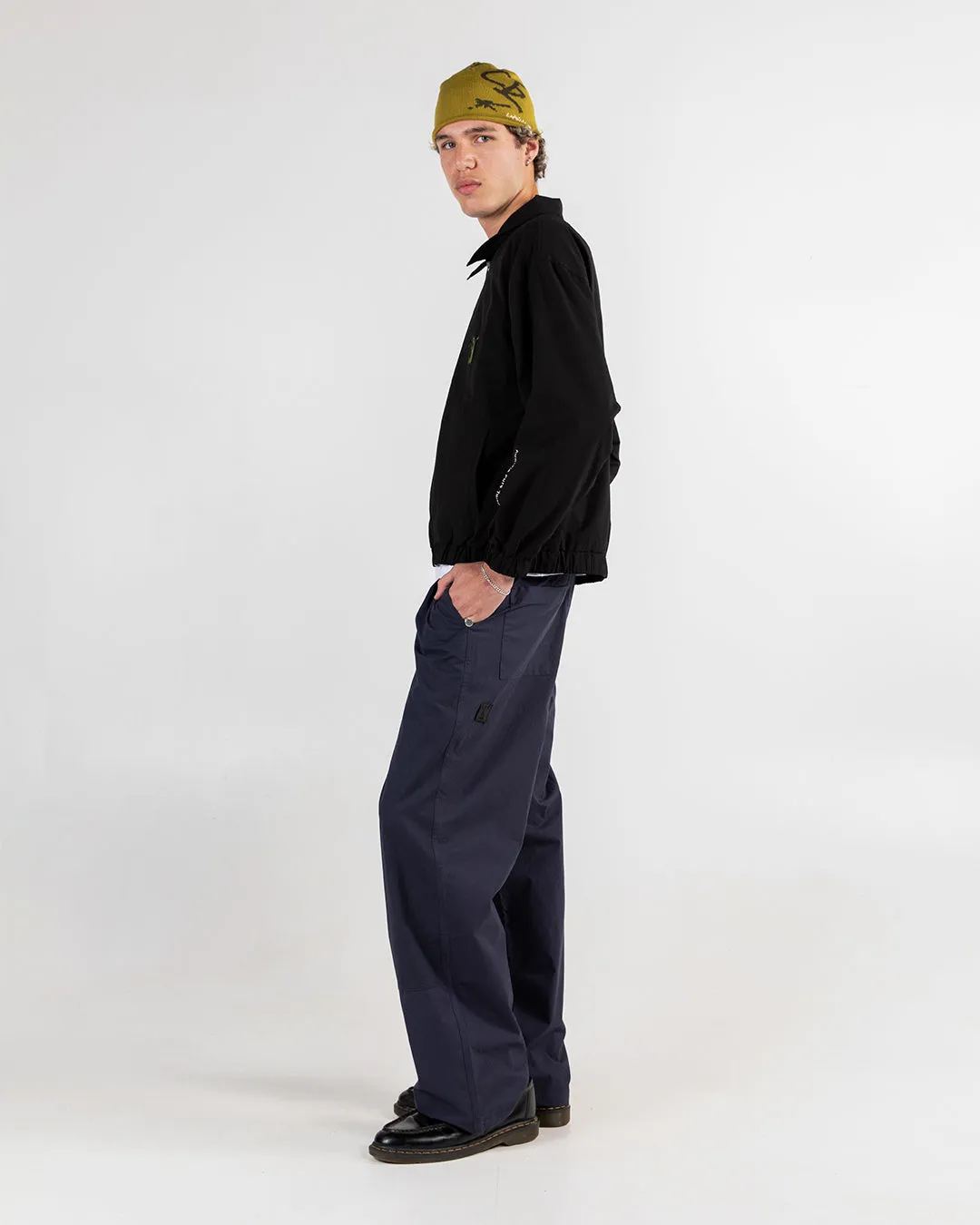 Navy Candice Canvas Pleated Pants