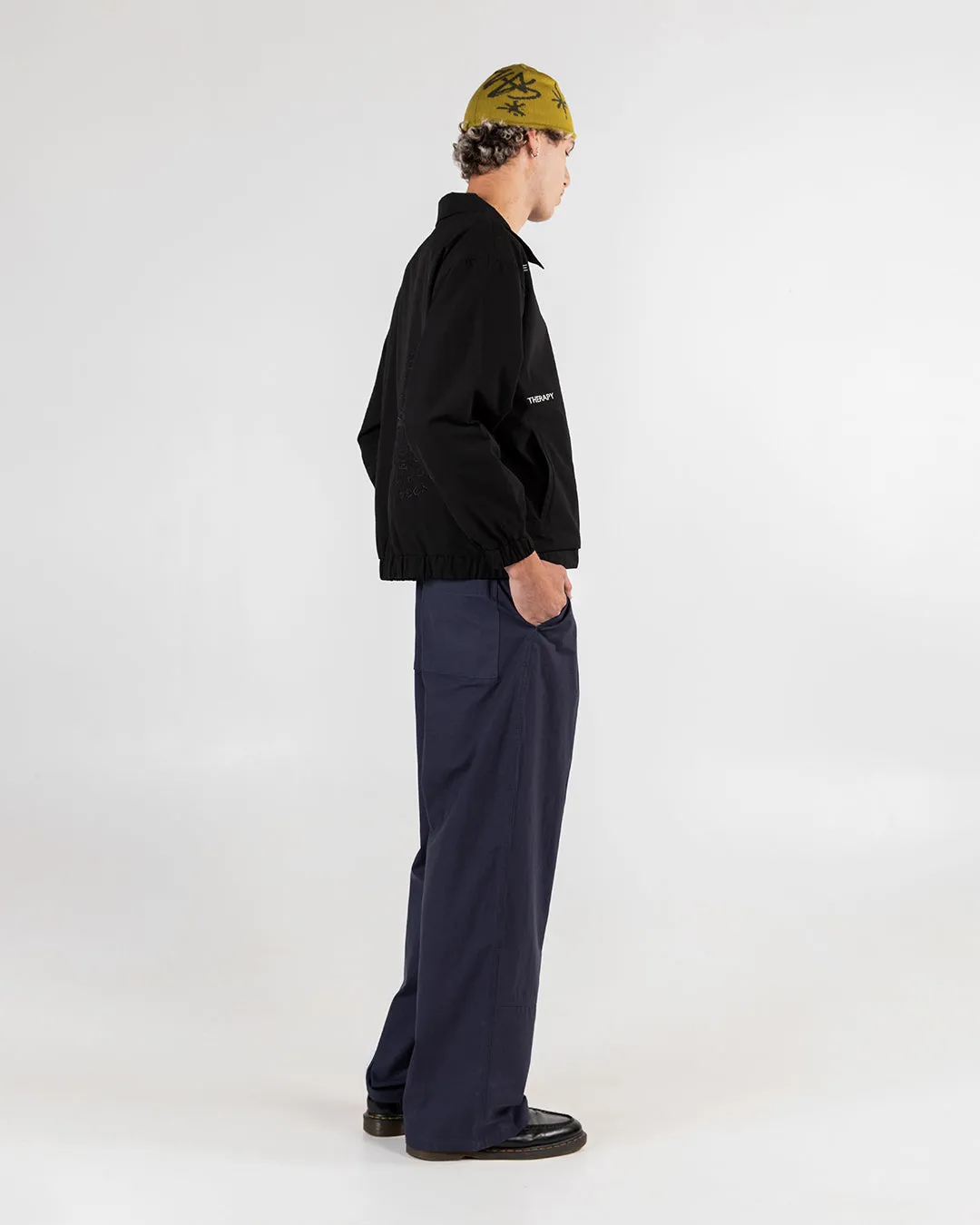 Navy Candice Canvas Pleated Pants