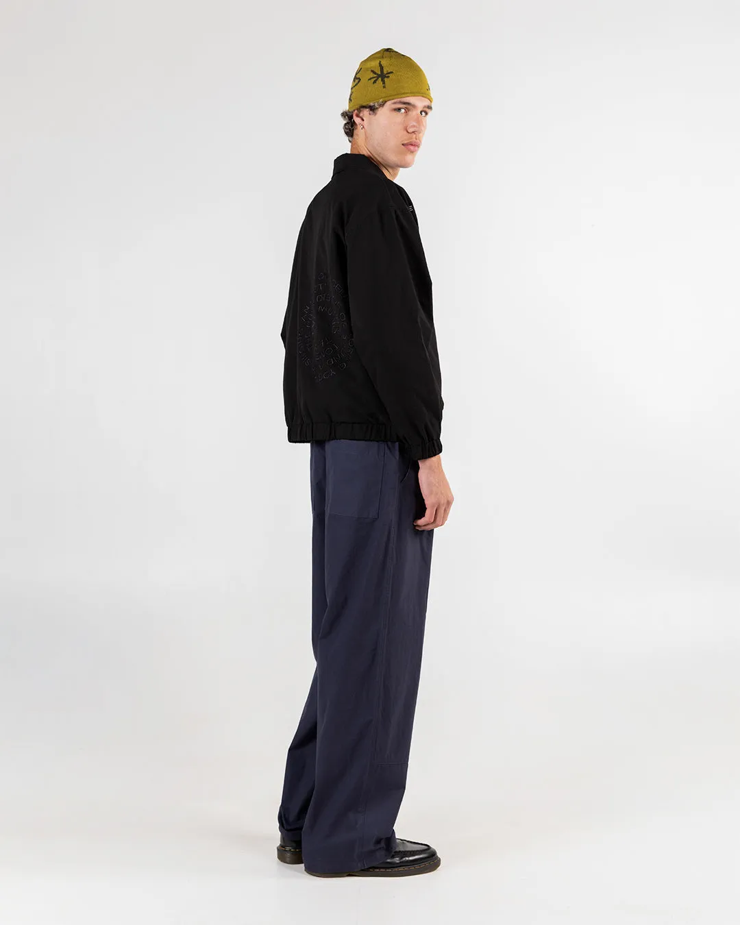 Navy Candice Canvas Pleated Pants