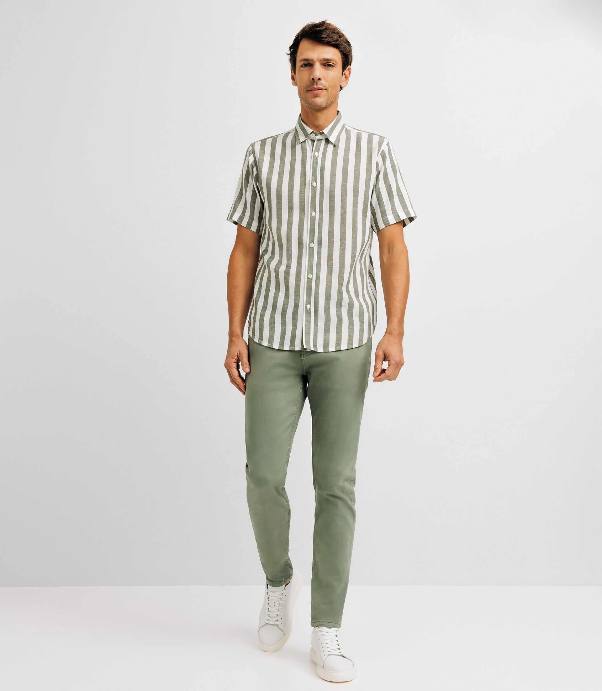 Chemise casual rayée verte