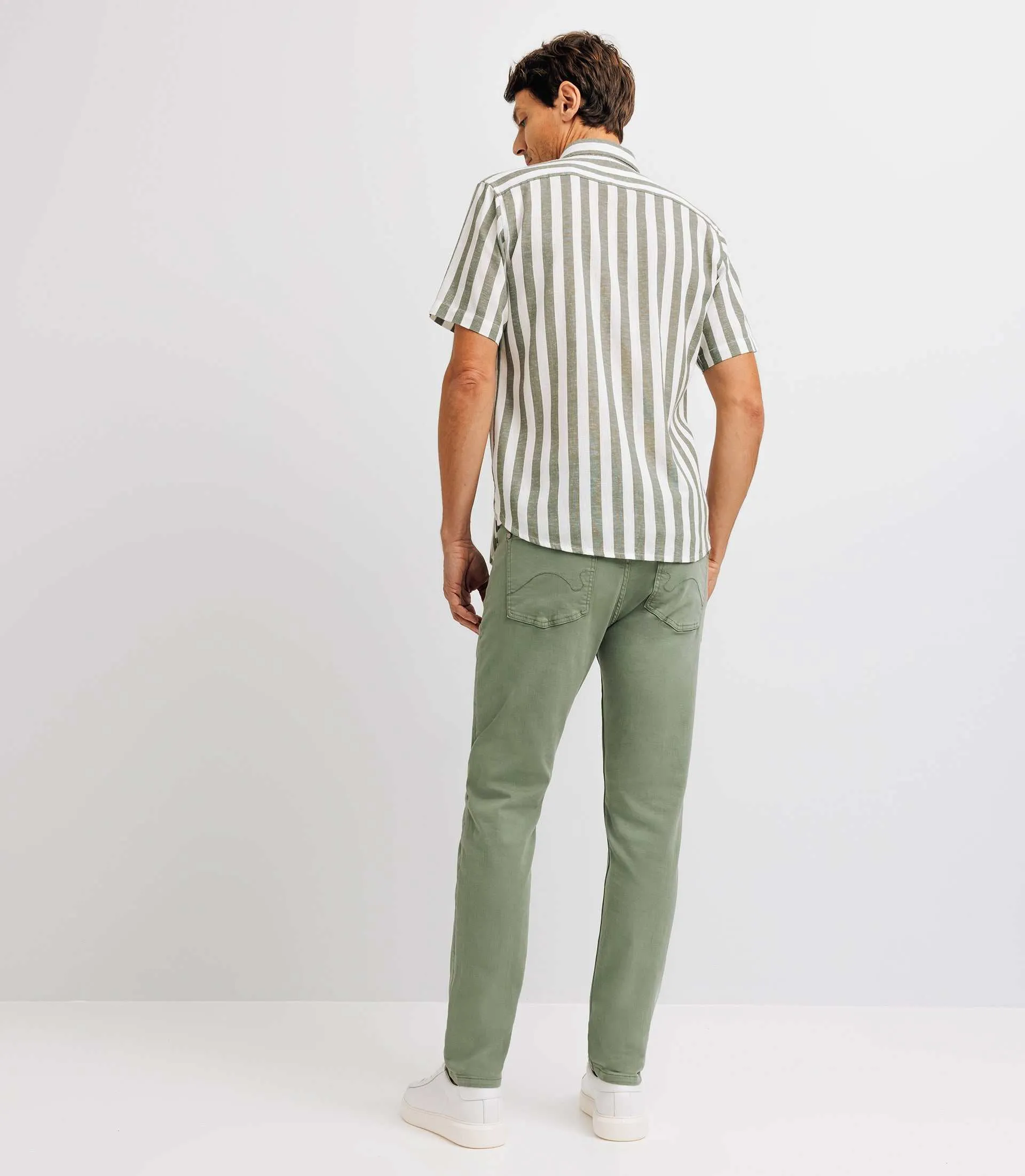 Chemise casual rayée verte