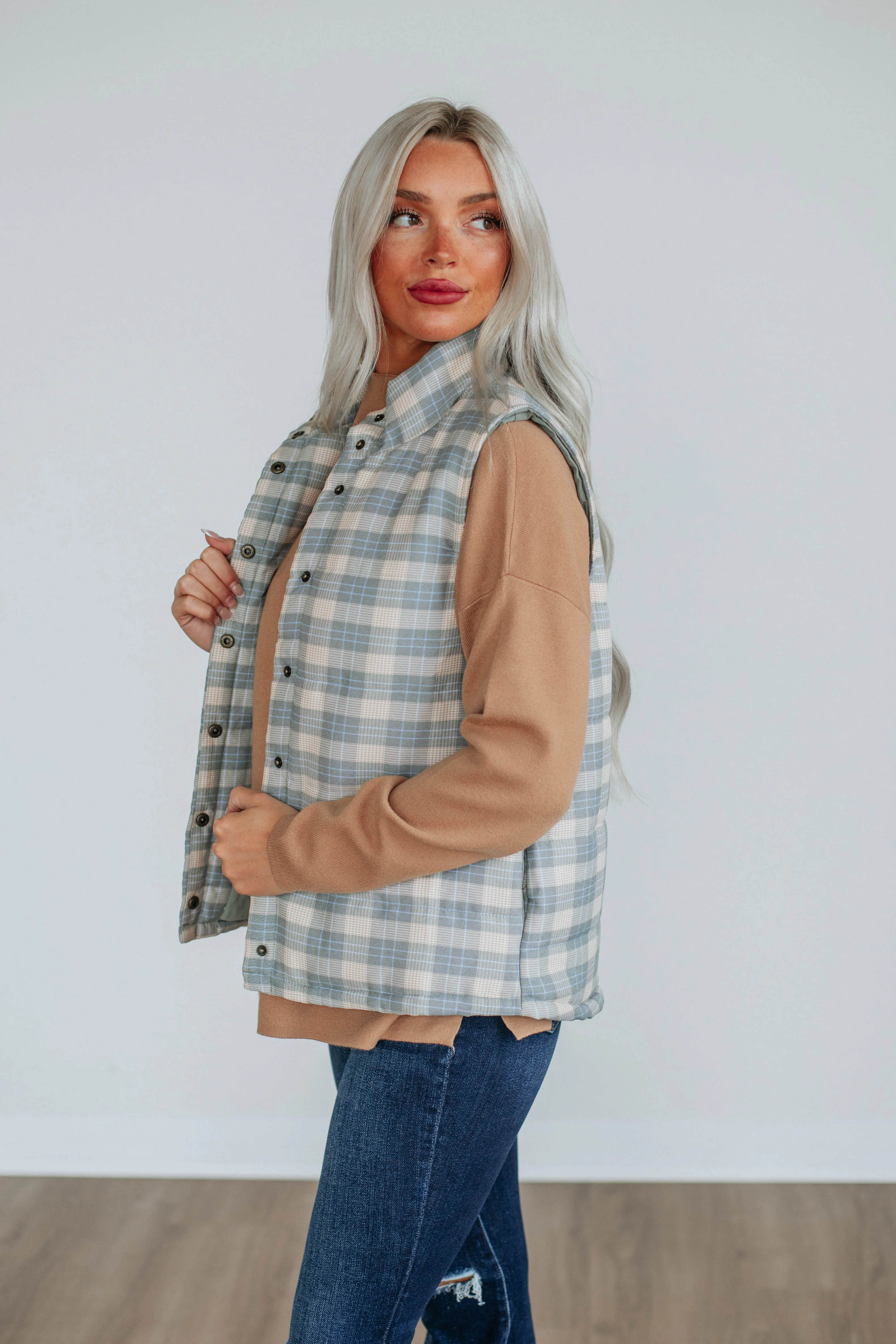 Clara Puffer Vest - Sage Mix