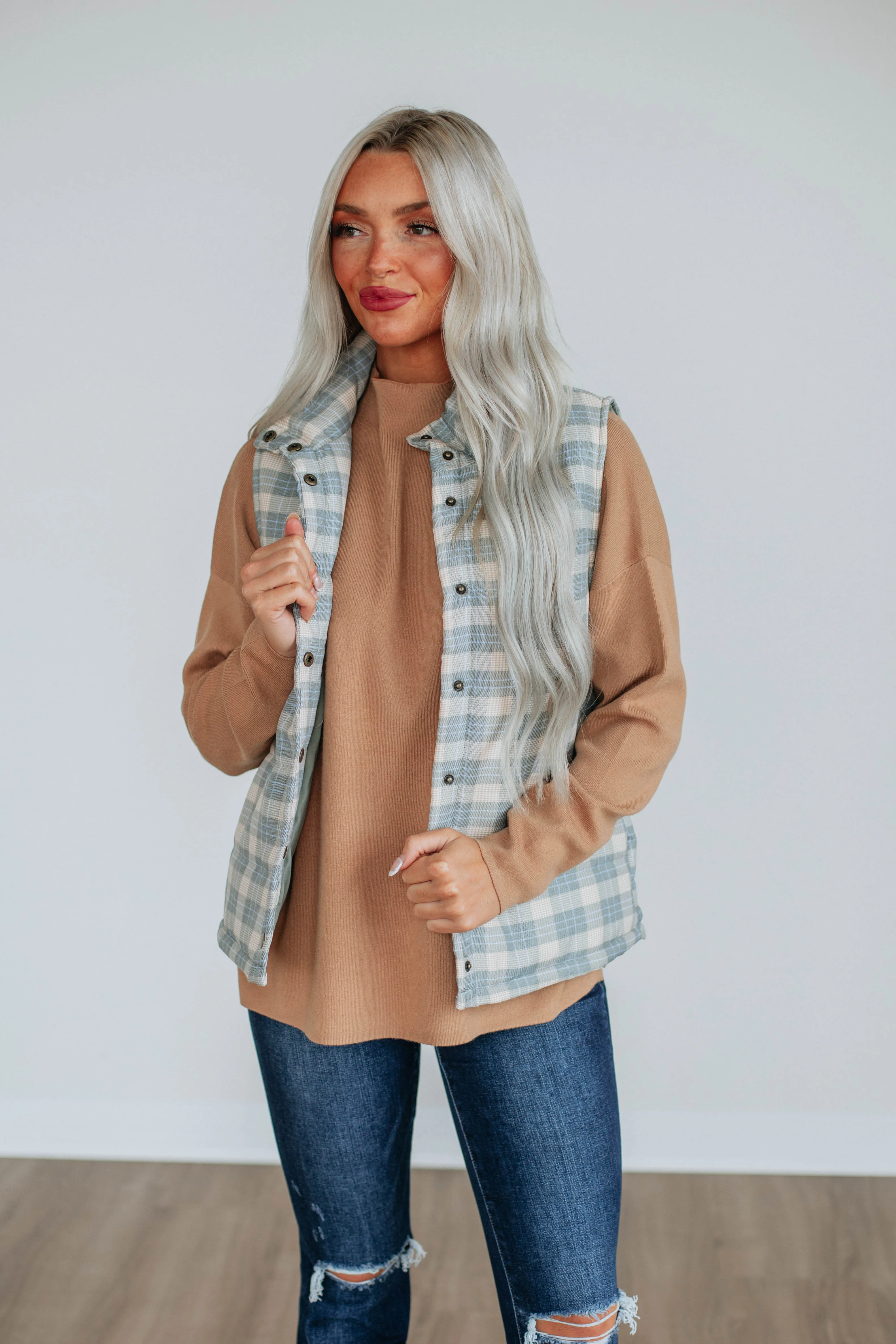 Clara Puffer Vest - Sage Mix