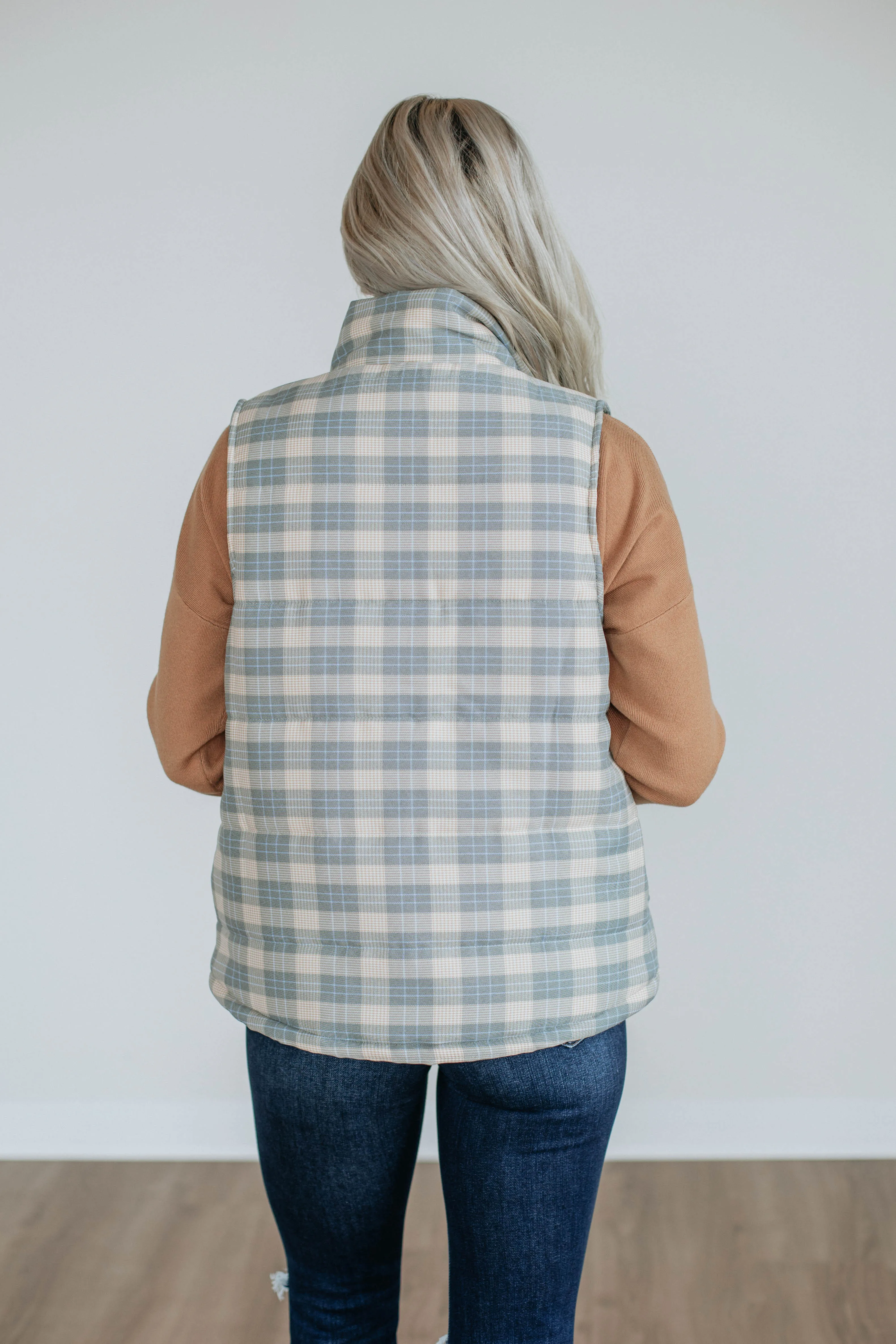Clara Puffer Vest - Sage Mix