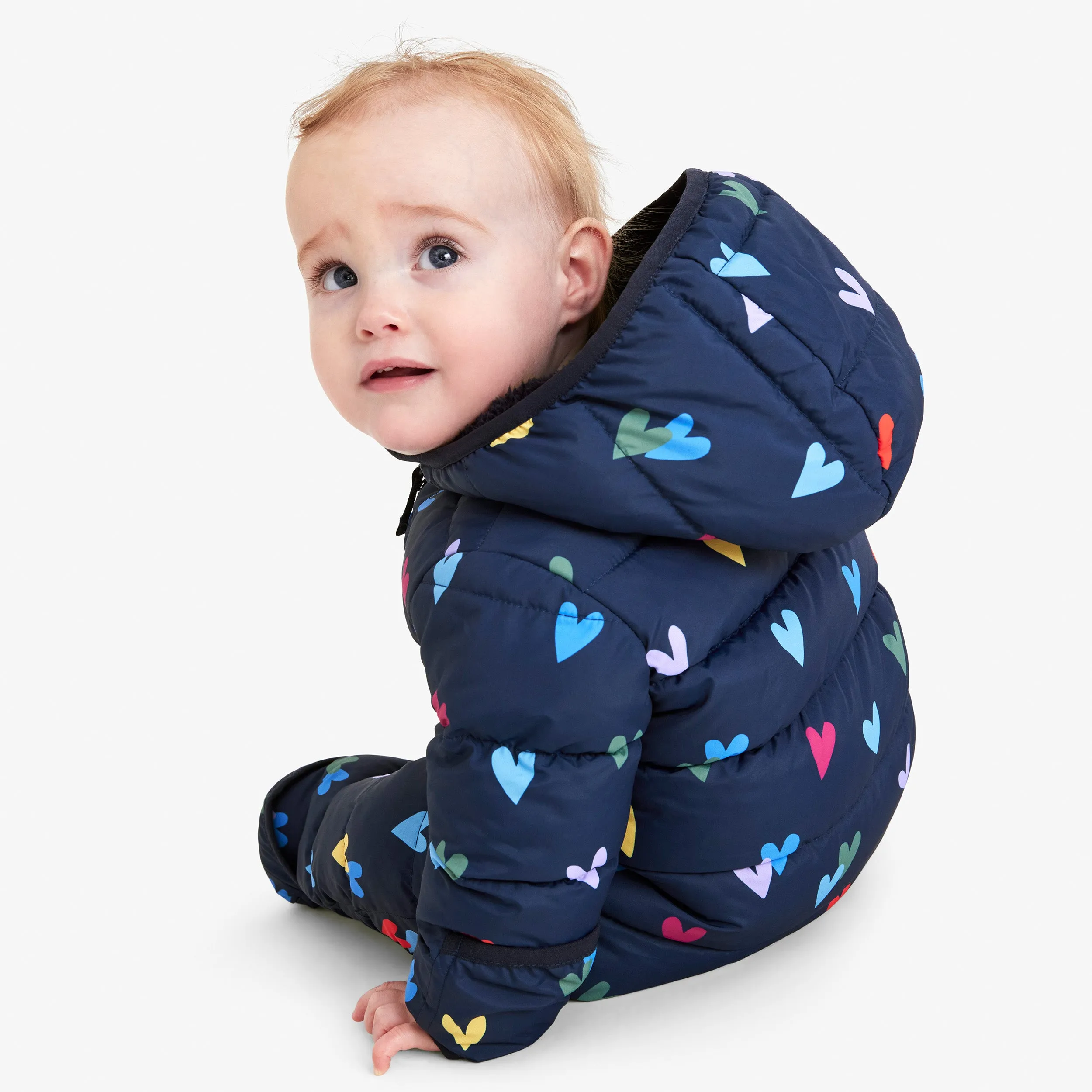 Clearance baby parka puffer suit in confetti hearts