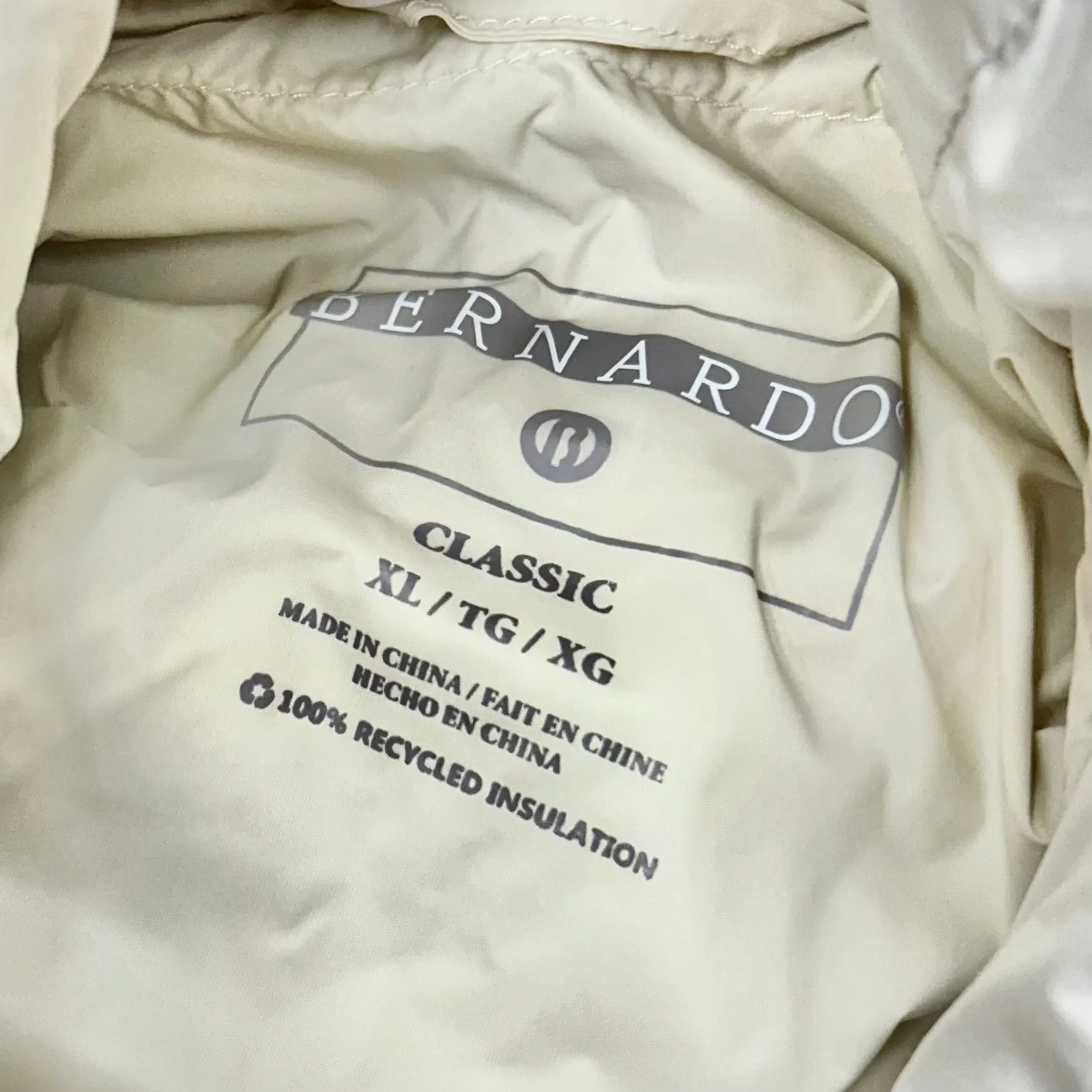 Coat Puffer & Quilted By Bernardo In Cream, Size: Xl