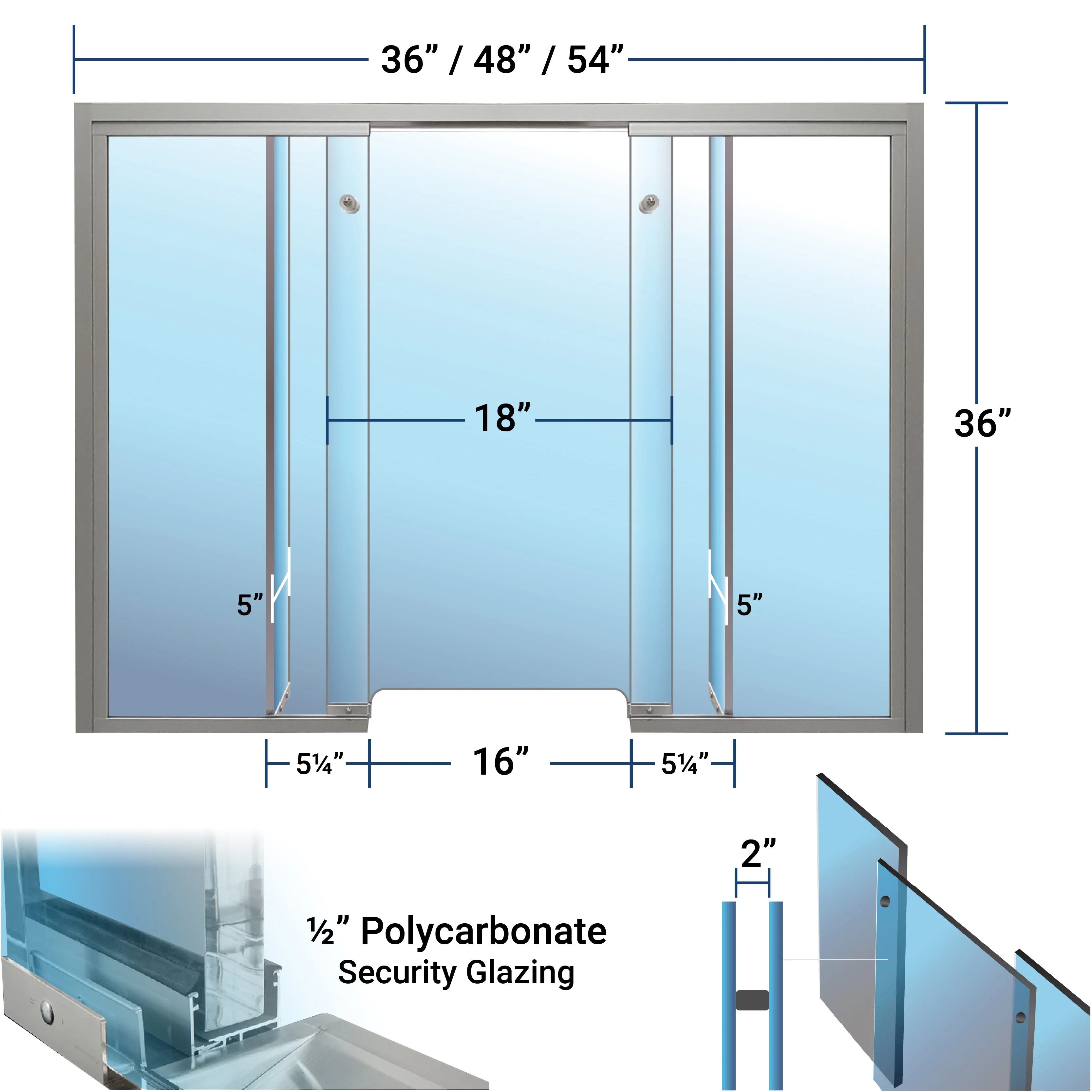 CSE-TWB | Baffle (Roxbury) Interior Transaction Security Window