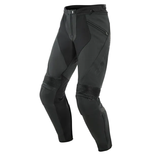 DAINESE PONY 3 MATTE BLACK PERFORATED LEATHER PANTS