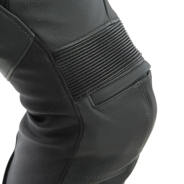 DAINESE PONY 3 MATTE BLACK PERFORATED LEATHER PANTS