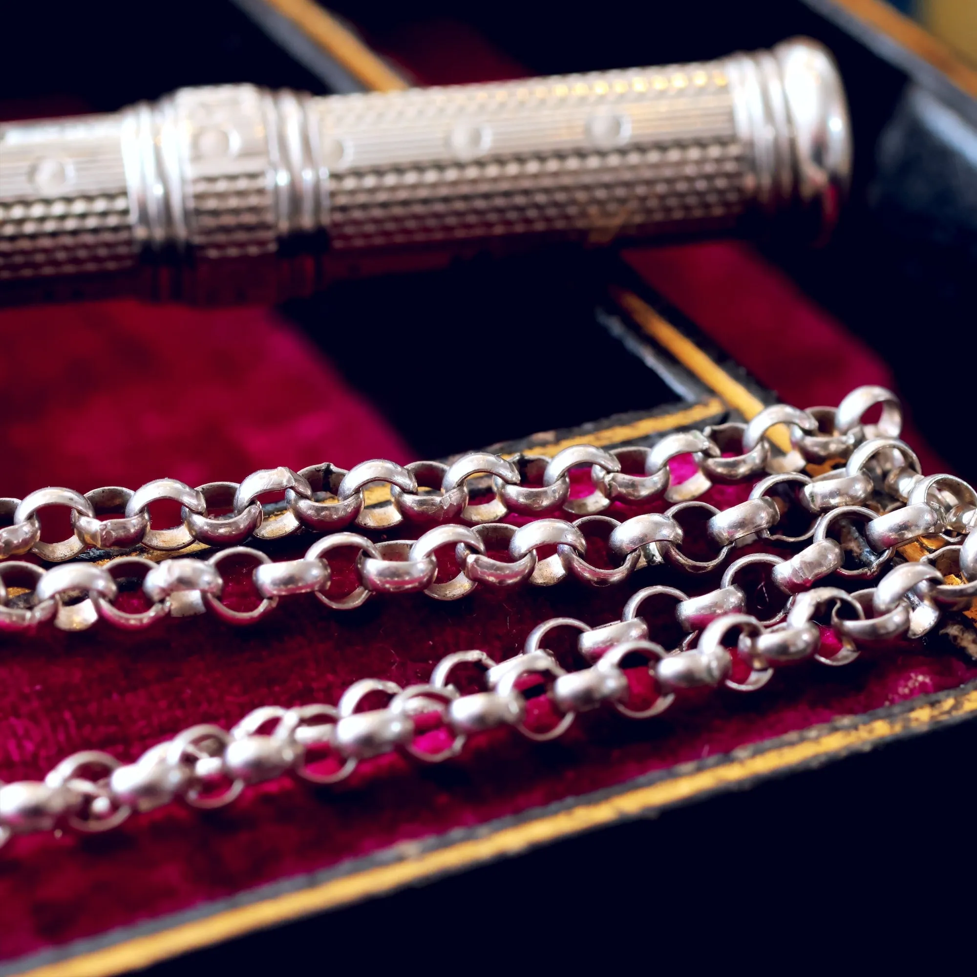 Date 1896 Mordan & Co Silver Pencil Holder & Chain
