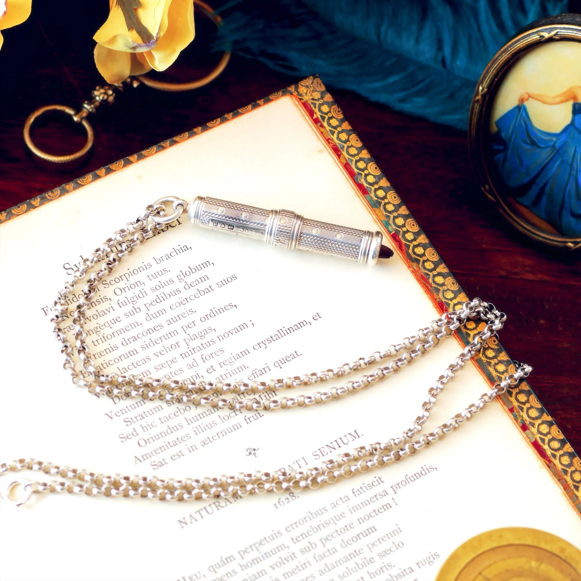 Date 1896 Mordan & Co Silver Pencil Holder & Chain