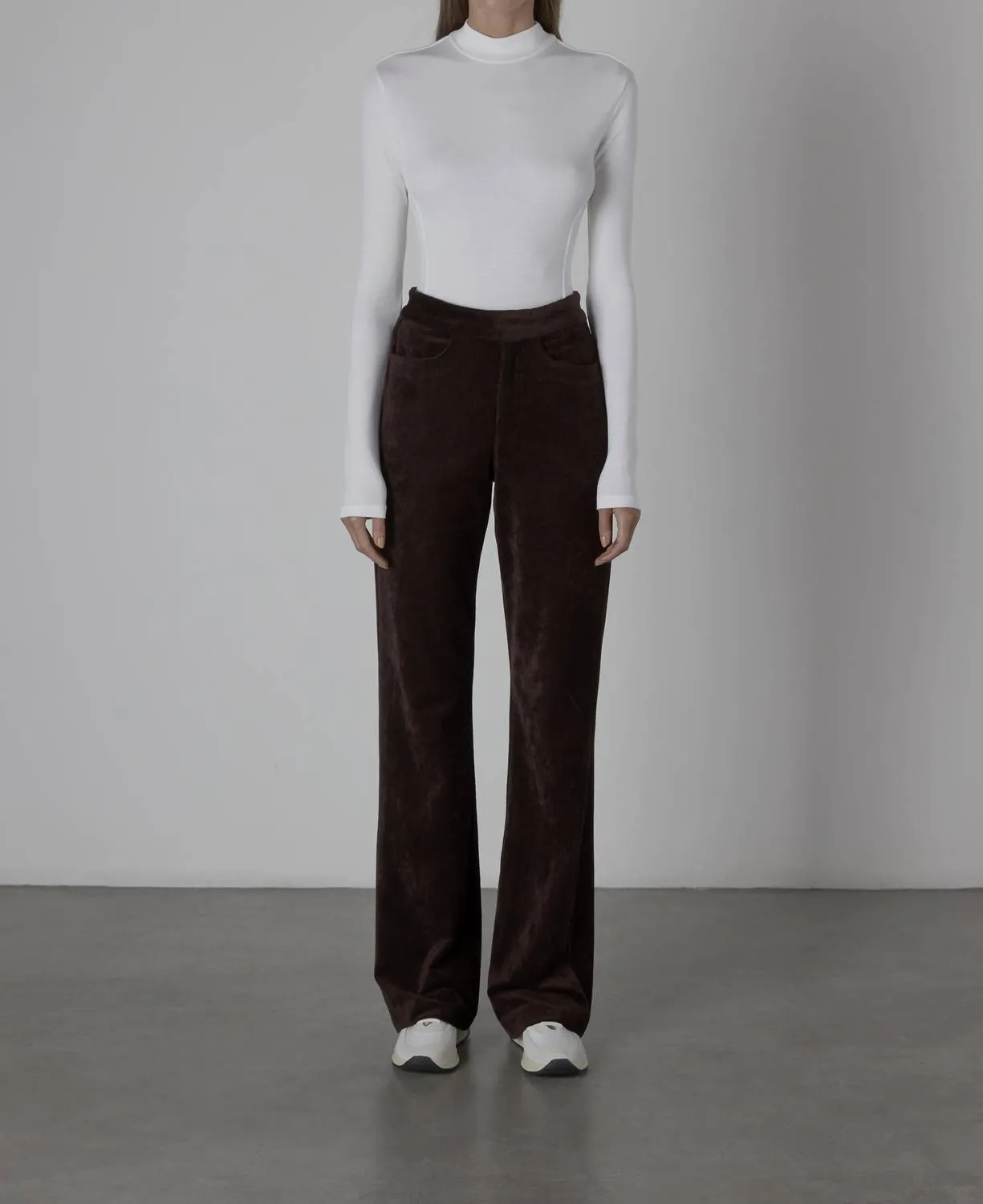 Enza Costa - SILK RIB L/S PANELED MOCKNECK