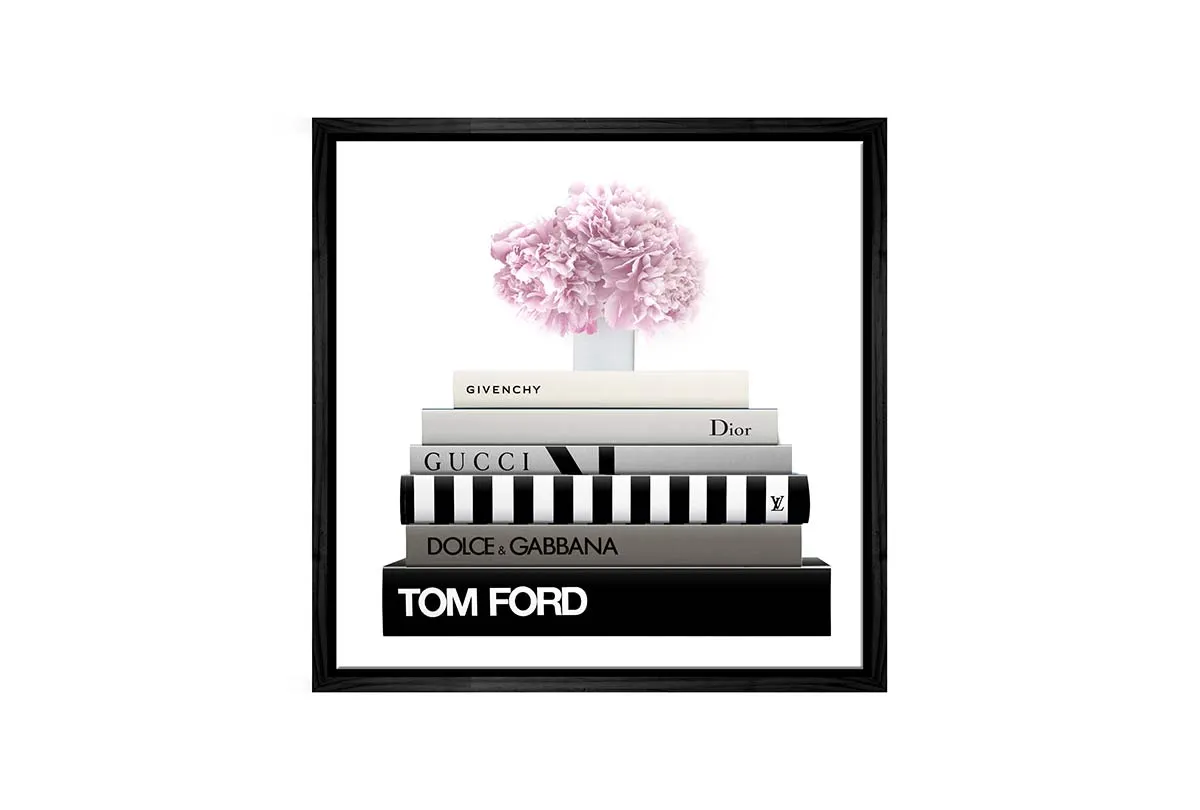 Fashion Books with Flowers | Fashion Canvas Wall Art Print