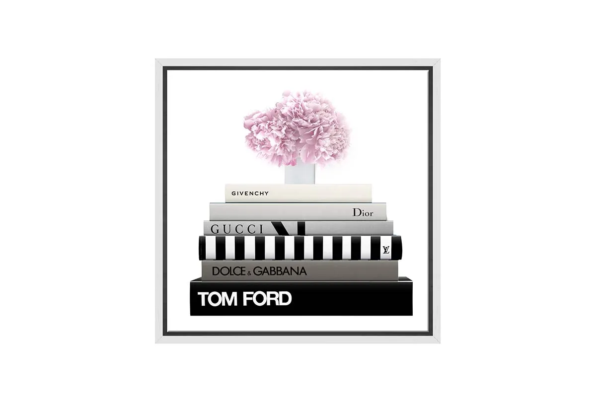 Fashion Books with Flowers | Fashion Canvas Wall Art Print