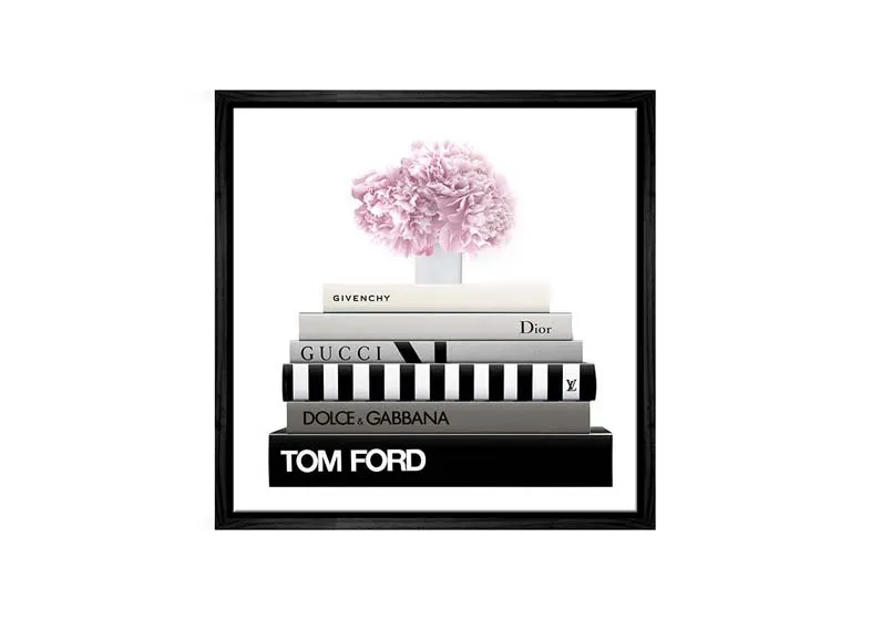 Fashion Books with Flowers | Fashion Canvas Wall Art Print
