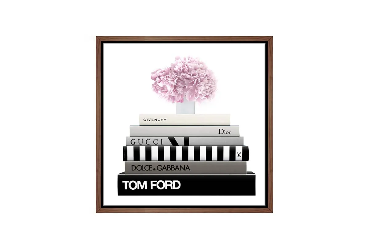Fashion Books with Flowers | Fashion Canvas Wall Art Print
