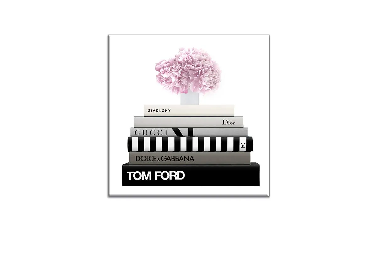 Fashion Books with Flowers | Fashion Canvas Wall Art Print