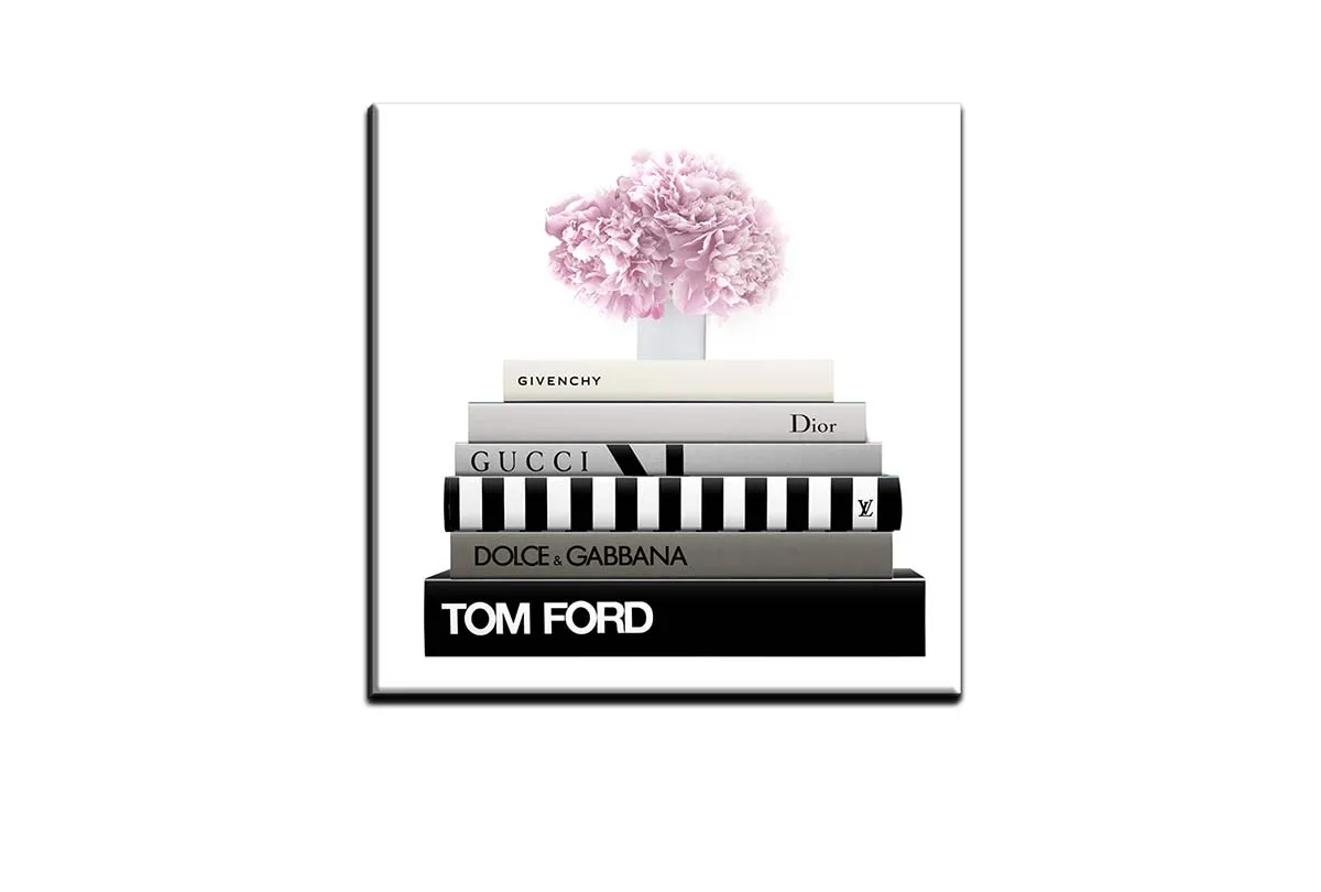 Fashion Books with Flowers | Fashion Canvas Wall Art Print