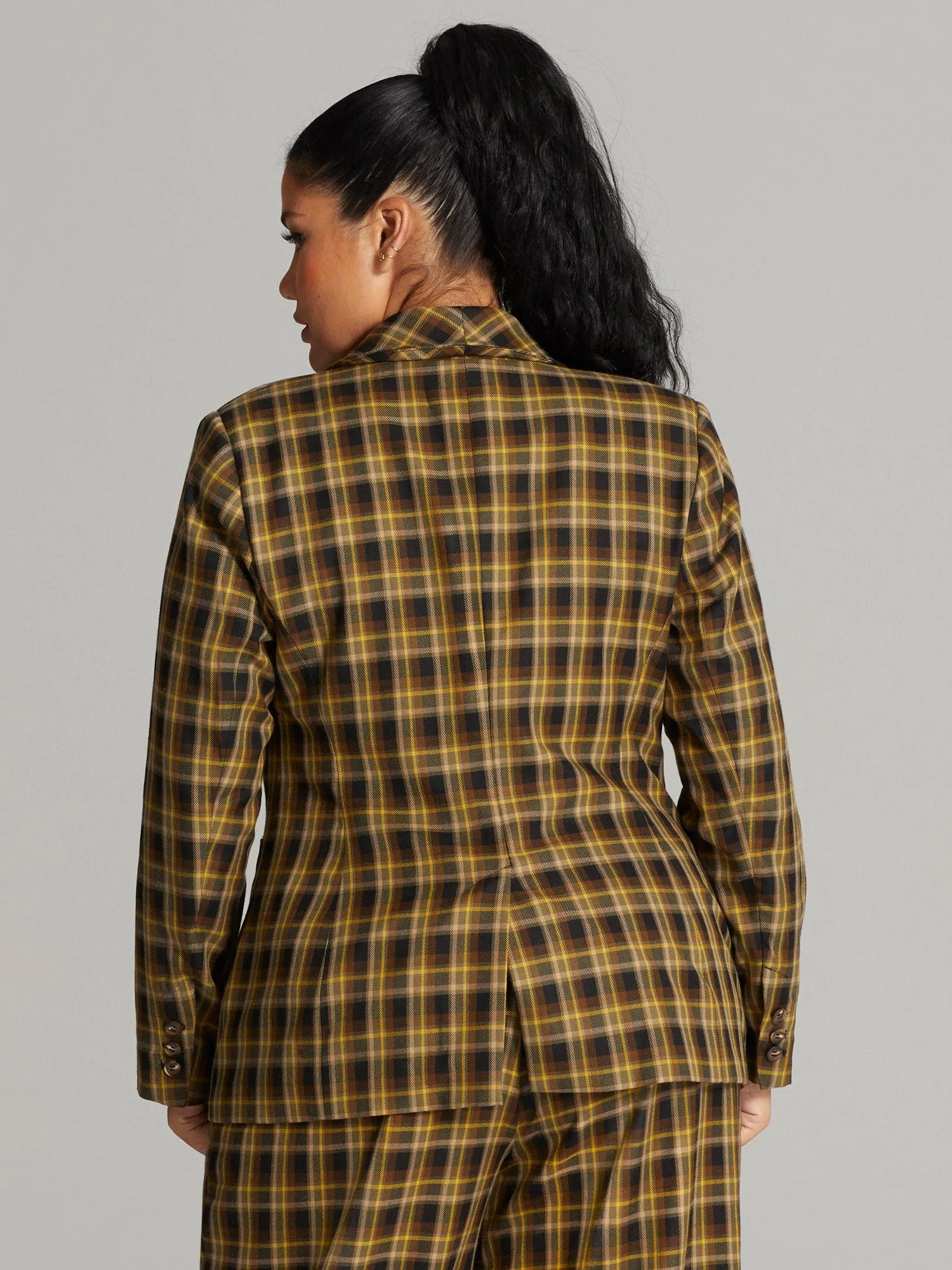 Faven Plaid Double Breasted Blazer