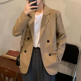 Formal Women's Blazers Autumn Jacket Coat Solid Celmia Elegant OL Casual Loose Long Sleeve Business Buttons Coats Blazers