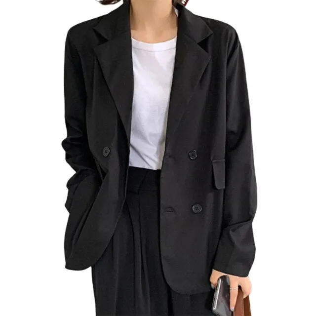 Formal Women's Blazers Autumn Jacket Coat Solid Celmia Elegant OL Casual Loose Long Sleeve Business Buttons Coats Blazers
