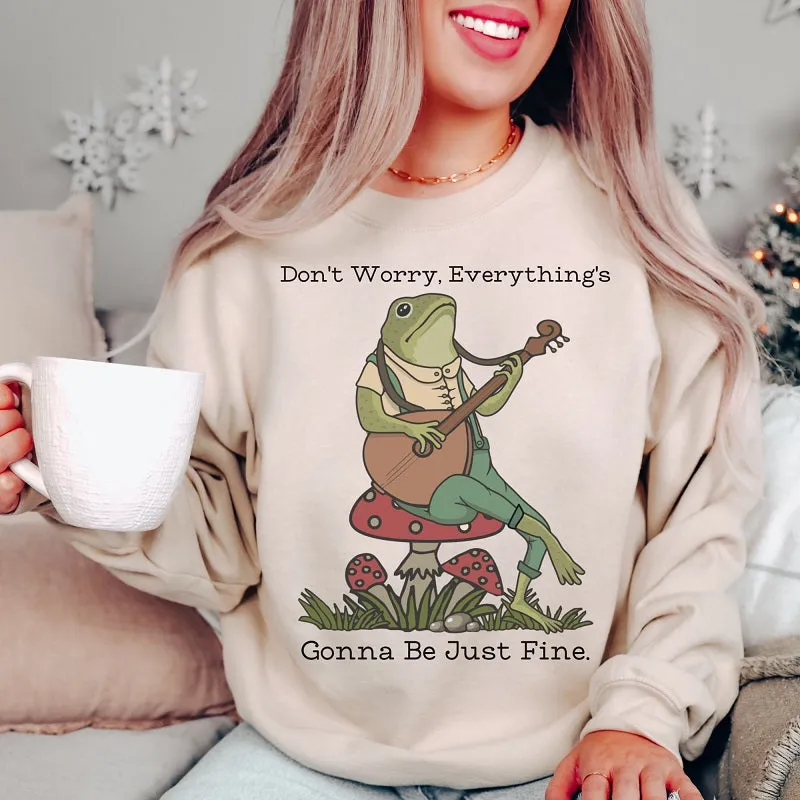 Frog Playing Banjo Print Sweatshirt