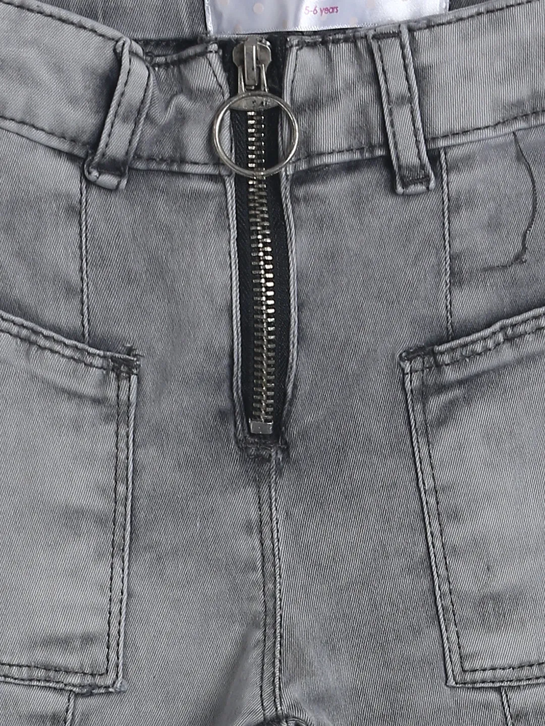 Girls Slim Fit Grey Denim Jeans