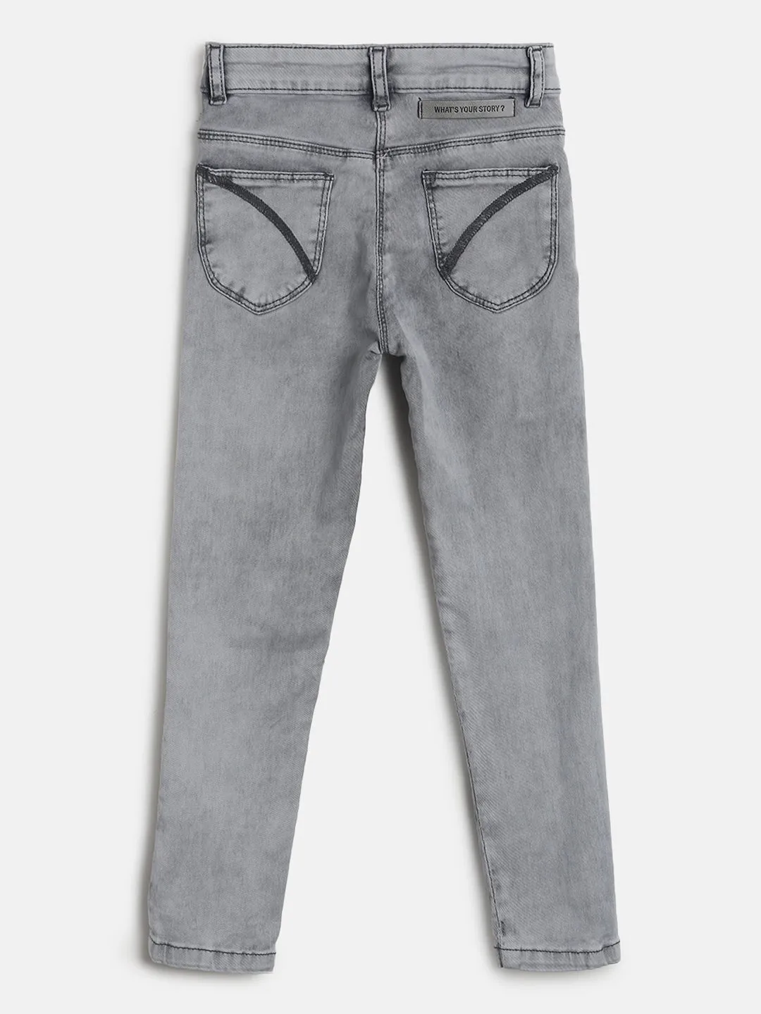 Girls Slim Fit Grey Denim Jeans