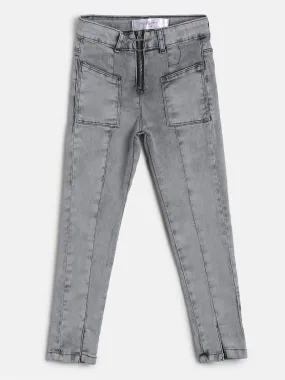 Girls Slim Fit Grey Denim Jeans