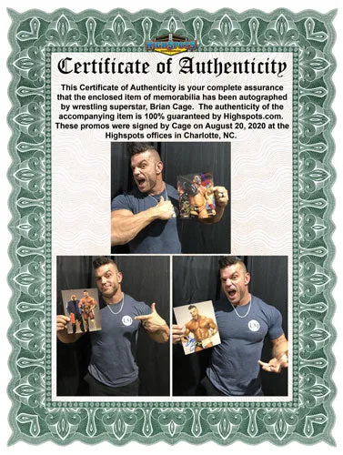 Highspots - Brian Cage "Mech Suit" Hand Signed 8x10 *Inc COA*