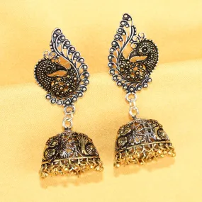 Imeora  Dual Tone Peacock With Jhumki Earrings