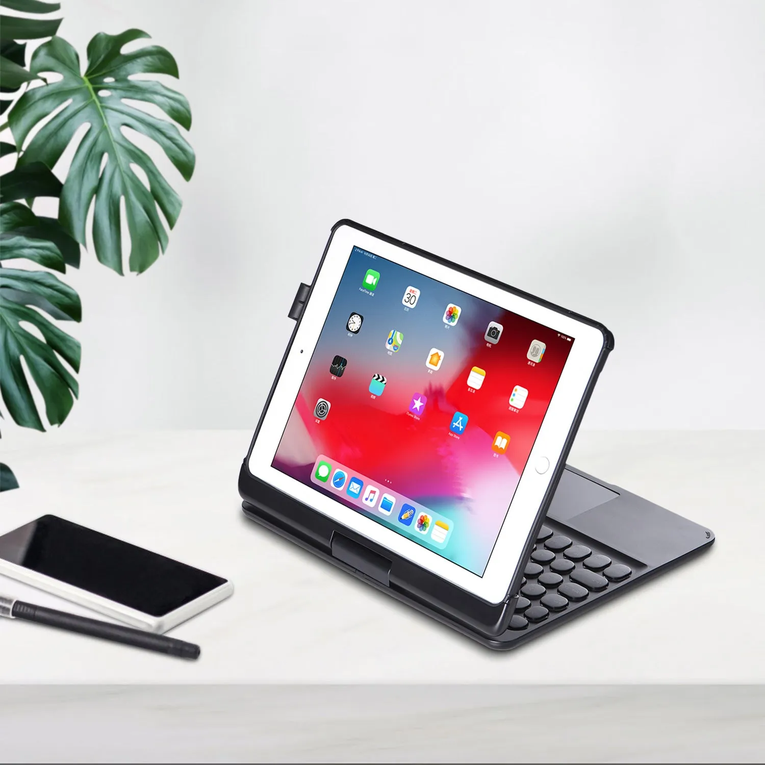 iPad Air / Air 2 9.7" Case Bluetooth Keyboard Cover Rotation Case Black
