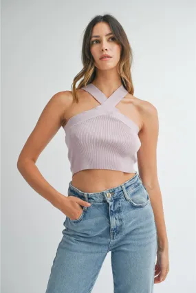 Lily Knit Crop Top - Lavender